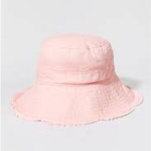 Accessorize cotton frayed bucket hat - light pink